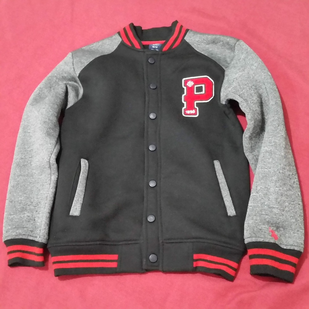 US POLO ASSN. BLACK/GRAY BOYS SWEATER Cardigan